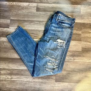 Mens Jeans- Levis 522 distressed design- medium wash- size 38 X 32